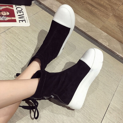 

Climax Shoes Female Autumn&Korean Version Baitao Back Lace Socks Shoes Academy Fengsuocai Thick-soled Shoes