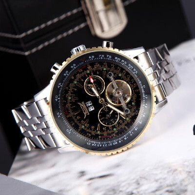 

Winner Hour Minute Analog Roman Skeleton Transparent Fashion Mens Hand-Winding Mechanical Watch with Stainless Band