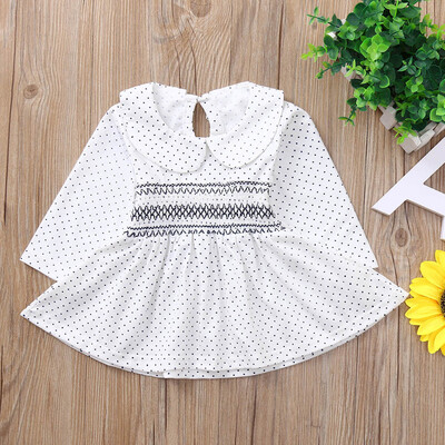 

Newborn Baby Girls Long Sleeves Dot Print Princess Toddler Kids Clothing Dress