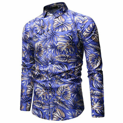 

Fashion Mens Summer Casual Dress Shirt Mens Floral Long Sleeve Shirts Tops Tee