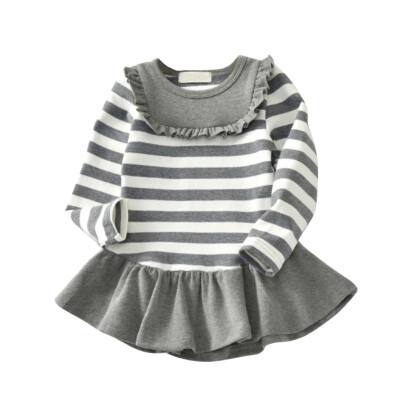 

3-12T High Quality 2018 New-arrival Fashion Girls Striped Long Sleeve Dress Children Casual Dress Baby Outfits