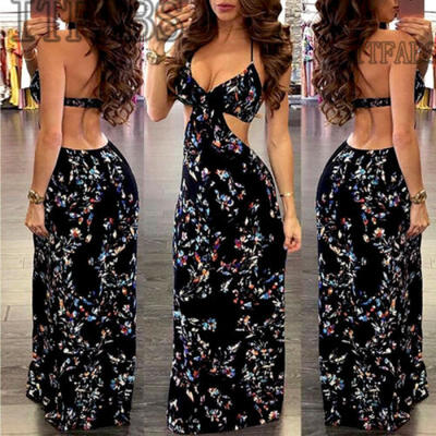 

Womens Summer Boho Casual Long Maxi Evening Party Cocktail Beach Dress Sundress