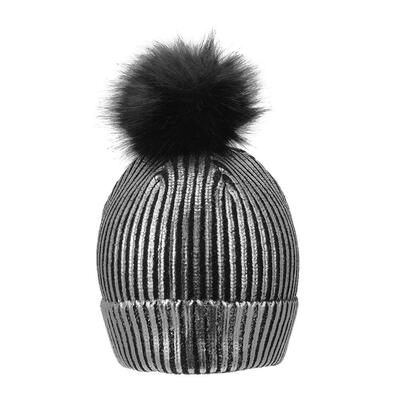 

Bronzing Gold Silver Caps Pompon Hat for Women Winter Knitting Warm Hat