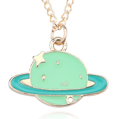 

1pc Trendy DIY Planet Pendant Colorful Cute Planets Necklaces Cartoon Gold Chains Pendant Necklace