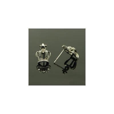 

Alloy Ear Studs with Iron Pins Crown & Star Platinum 13x9x4mm Pin 06mm