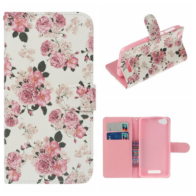

MOONCASE Wiko Lenny3 Max Painted Pattern Leather Case - Peony
