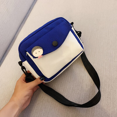 

2019 new chic casual wild shoulder bag cartoon cute canvas bag female fashion temperament contrast color Messenger bag