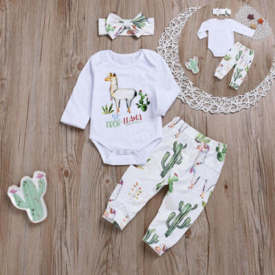 

Toddler Kids Baby Girls Alpaca Clothes Tops Romper Pants Leggings Outfits Set