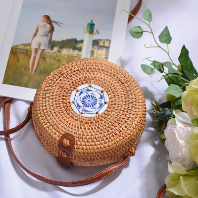 

Lovevook round straw bags for women 2019 summer woven beach bag handmade rattan&bamboo bag crossbody shoulder bag for ladies