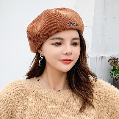

Spring&Autumn Beret New Baitao Japanese Trellis Letter Bei Bud Cap Korean Chao Autumn Winter Literature Pumpkin Cap