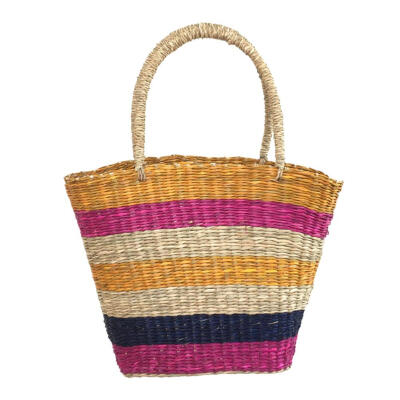 

Fashion Straw Striped Handbag Women Summer Beach Color Casual Boho Totes