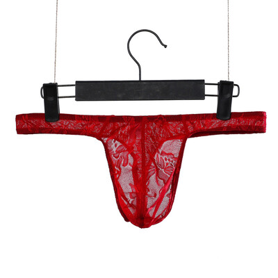 

Mens Lace T-back Thongs See-through Low-rise Underwear Briefs G-string Bikinis