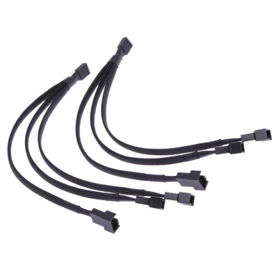 

4 pin PWM Fan Cable 1 to 3 ways Splitter Black Sleeved Extension Cable