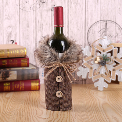 

Christmas Wine Bottle Cover Holiday Bow-Knot Decoration For Home Party Props