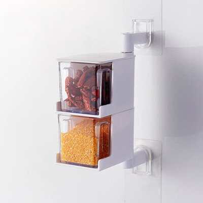 

Seasoning Boxes Kitchen Condiment Box Spice Storage Jar Wall Hanging Rotating