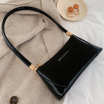 

Retro chic shoulder fashion bag womens solid color bag portable Joker trend simple Hong Kong wind bag