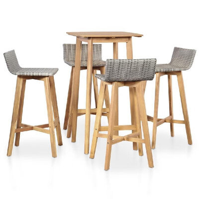 

5 Piece Outdoor Dining Set Solid Acacia Wood