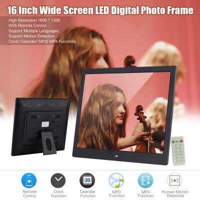 

16 Inch Wide Screen 1600 1200 High Resolution LED Digital Photo Frame Digital Album with Remote Control Motion Detection Sensor