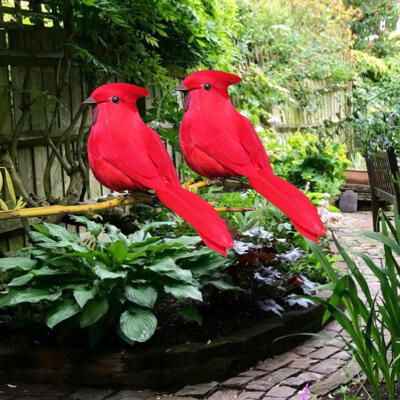 

Greensen 10Pcs Red Foam Handmade Artificial Simulated Bird Yard Lawn Garden Outdoor Decoration