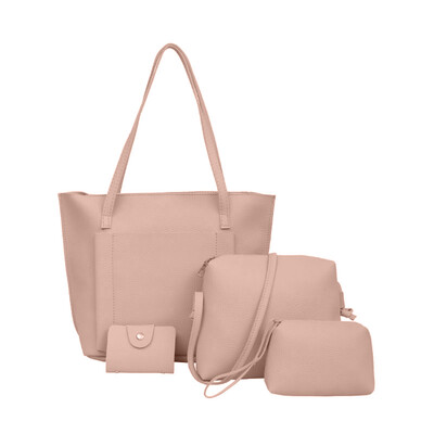 

4pcs Women PU Leather Handbag Shoulder Crossbody Bag Clutch Bag Card Holder