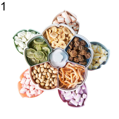 

Colorful Rotary Flower Shape Candy Box Dried Fruit Plate Food Storage Container