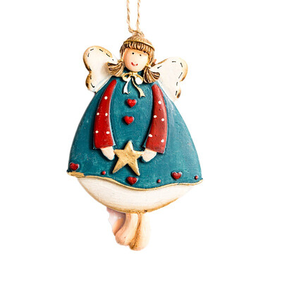 

New 1PC Rustic Painted Angel Christmas Pendants Resin Christmas tree pendant Drop Ornaments Xmas Party Hanging Decorations Crafts