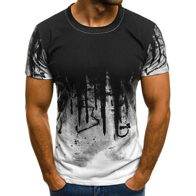 

Mens T Shirt Slim Fit Casual T-shirt Tops Summer Clothes Bodybuilding Muscle Tee