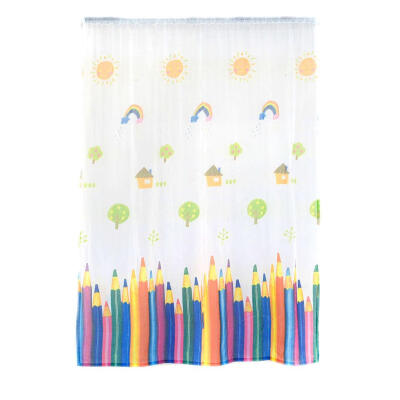 

Colorful Pencil Print Translucent Balcony Window Curtain Living Room Decor