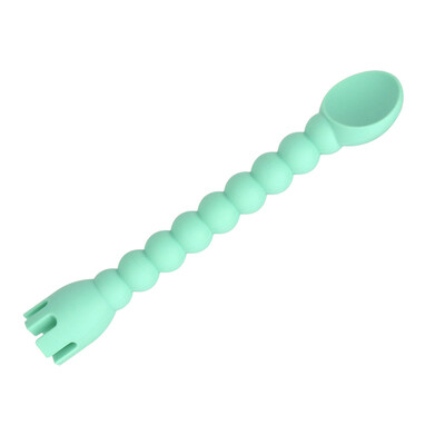 

Toponeto Cutie Silicone Baby Spoon Fork 2-In-1 Self-Feeding Baby Spoon Tools Kitchen