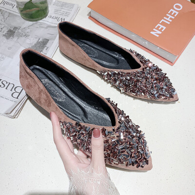 

Spring Korean version water drill point shallow fairy gentle shoes chic same flat sole single shoe woman