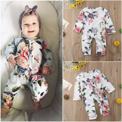 

Hot Newborn Baby Girl Long Sleeve Clothes Flower Jumpsuit Romper Bodysuit Outfit