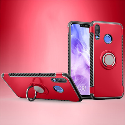 

Back Cover For Huawei P Smart Plus Nova 3 Case Car Holder Stand Hard PC Silicon Ring Suction Bracket Celulars Fecoprior