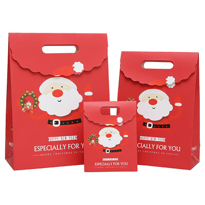 

13Inch Red Paper Merry Christmas Kraft Paper Bag Gift Bags Candy Bag Christmas Party Supplies