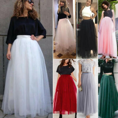 

4 Layers Tulle Maxi Skirt Womens Evening Cocktail Party Bridesmaid Long dress