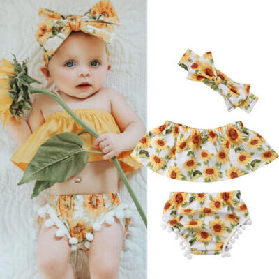 

Newborn Baby Girl Clothes Set Off Shoulder Top T-ShirtShorts Pants 3PCS Outfit