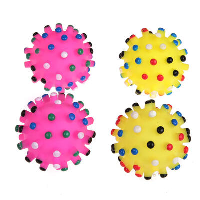 

4pcs Small Squeaky Dog Round Soft Rubber Hedgehog Interactive Chew Toys