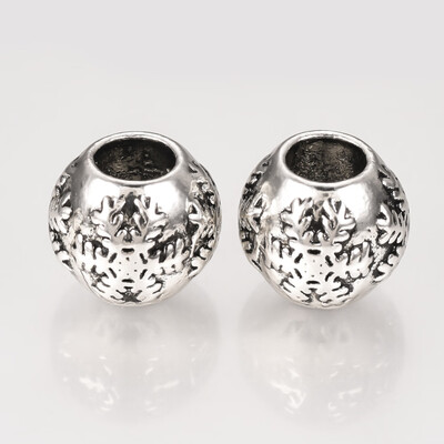 

Tibetan Style Alloy European Beads Large Hole Beads Rondelle & Snowflake Antique Silver 11x10mm Hole 5mm