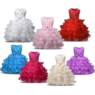 

Flower Kids Girls Diamond Chiffon Wedding Bridesmaid Pageant Party Formal Dress