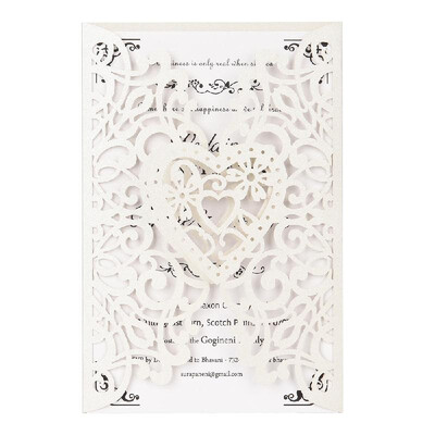 

20Pcs Pearl Paper Laser Cut Wedding Invitation Cards Greeting Card Kits Event Party Supplies with Blank Inner Sheet