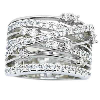 

New Fashion Double Color Crystal Infinity Rings Micro Inlayed Cross Rings For Women Cubic Zircon