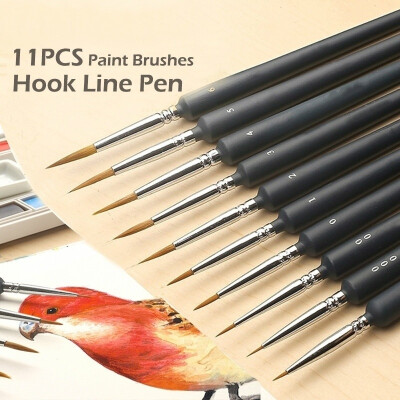 

11pcsset Fine Detail Brush Hand-painted Hook Line Pen Drawing Pen Art Pen Miniatures Brush Pen Refill Art Supplies