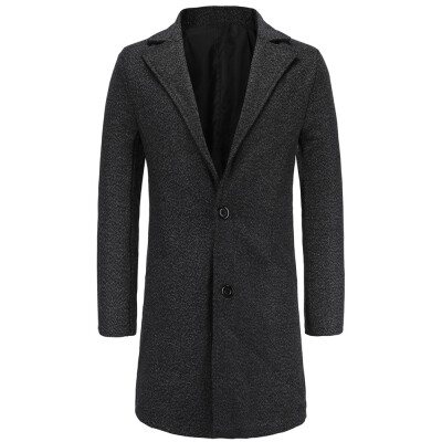 

Gobestart Men Winter Long Sleeve Warm Button Thick Solid Coat Outwear Wind Jacket Plus