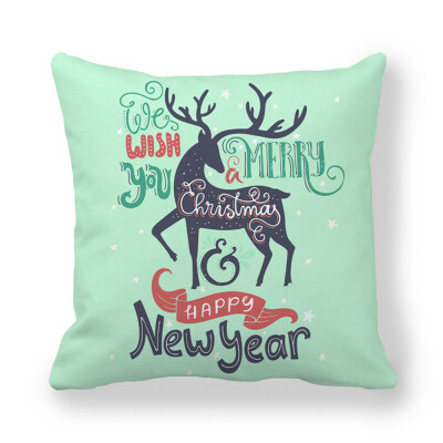 

New Christmas English Printing Pillow Case Glitter Sofa Throw Cushion Cover Home Decor kissenbezug