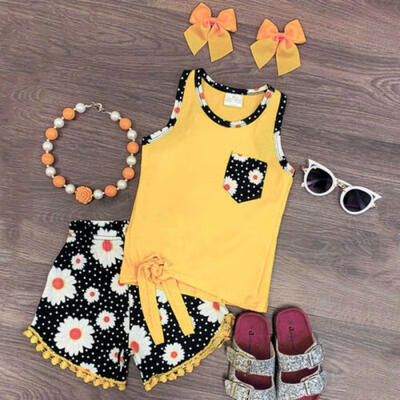 

Kids Toddler Baby Girl TopT-Shirt Romper Floral Pants Shorts Outfits Set Clothes