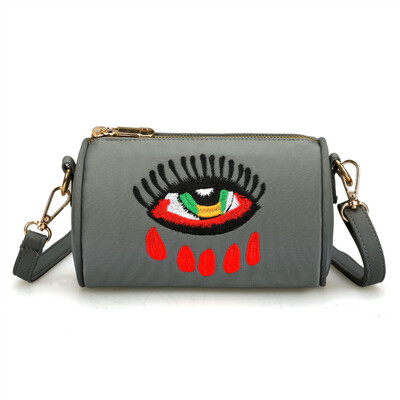 

Recreational Cylinder Bag Personality Fashion Baituan Inclined Bag Embroidery Small Round Bag Portable Mini Cloth Bag
