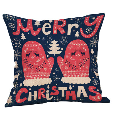 

Siaonvr Merry Christmas Pillow Cases Cotton Linen Sofa Cushion Cover Home Decor