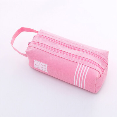 

Siaonvr Canvas Large Capacity Double Pen Bag Multi-function Pencil Bag Fresh Storage Bag