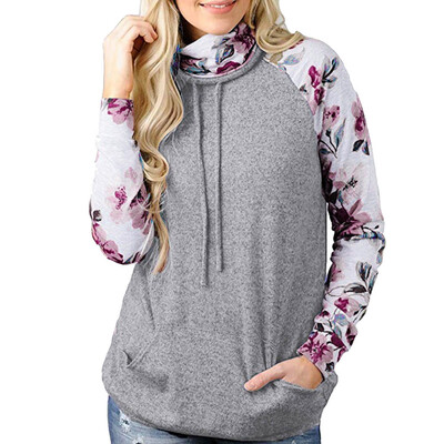 

Starmoon Women Turtleneck Floral Tops Shirt Tunic Long Sleeve Pullover Sweatshirt BUL