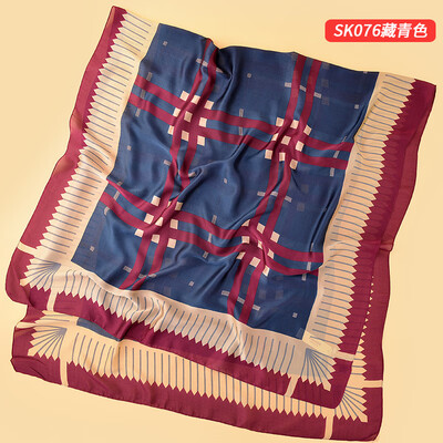 

2018 spring&summer sunscreen beach scarf new silk satin plaid pattern silk scarf shawl female wholesale SK076