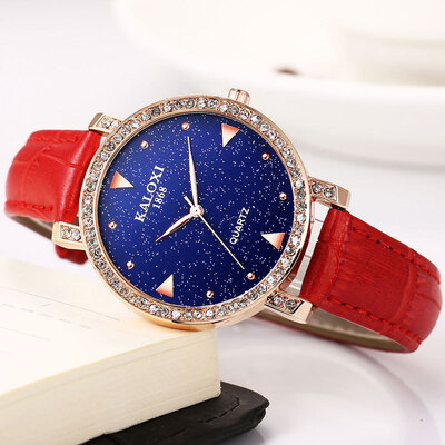 

Caroline star-studded leather strap waterproof simple female student watch